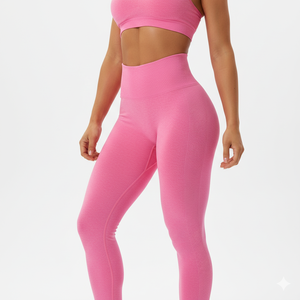 Ensemble de yoga imprimé solide «Second-Skin» Trend 2026 | tenue de fitness respirante à taille moyenne 2 pièces | Boutique Gym pour femmes - Product Image 1