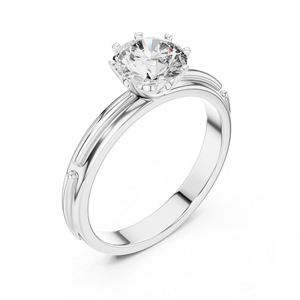 Anillo de Compromiso de Oro Amarillo de 14K con Diamante Redondo de 1 Quilate Cultivado en Laboratorio |   Joyería Clásica para Mujer con Certificación IGI - Product Image 4