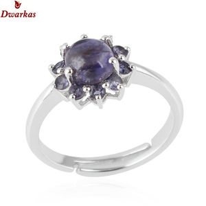 Simple plaqué rhodium 925 argent Sterling Iolite pierre précieuse bague réglable nouvelle tendance bijoux fins pour femmes mariages unisexes - Product Image 1