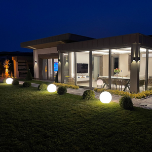 Lámpara de Jardín de Globo de Ópalo Acrílico de 35 cm, Iluminación de Paisaje para Exteriores, IP44, con Estaca de Acero, Portalámparas E27, LED Blanco Cálido - Product Image 5