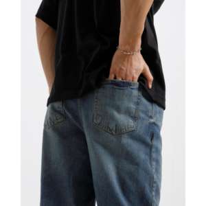 กางเกงยีนส์ทรงตรงสไตล์วินเทอร์วินเทจ ล้างสีแบบสโตนวอช ปักลายเทคนิคการถักแบบ Y2K ฮิปฮอป แต่งผ้าแบบแพทช์เวิร์ค สีเข้มและสีอ่อน - Product Image 4