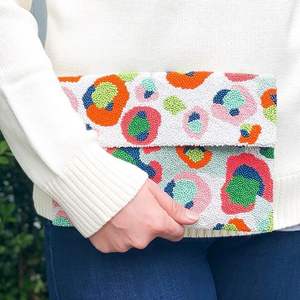 Bolso de Mano Bordado a Mano con Cuentas de Colores Blancos y Multicolores para Mujer, Bolso de Hombro, Recuerdo de Boda, Bolso de Fiesta - Product Image 1