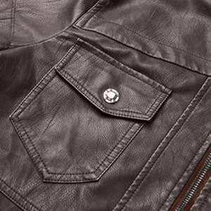 Chaqueta de piel sintética con cuello levantado Vintage para hombre, abrigo de invierno para motociclista, forro polar, bolsillos para puños con cremallera de talla grande - Product Image 4