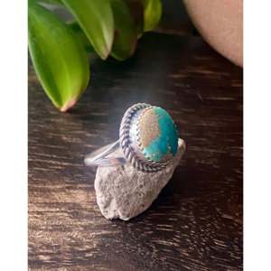 Anillo de Plata de Ley con Turquesa South Hill, Talla 6.5, Estilo Vintage con Engaste de Bisel - Product Image 3