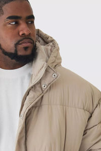Men's Boxy Crinkle Nylon Puffer Jacket High-Demand Plus Size Winter Quilted Bubble with <b>Sand</b> Windproof New Style <b>Decorated</b> Fur - Product Image 3