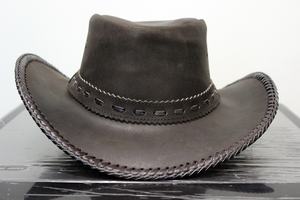 Chapeau de style ranch occidental pour hommes, vente en gros OEM, chapeau de cowboy en cuir véritable brun foncé, nouvelle arrivée 2026, chapeaux hauts durables - Product Image 2