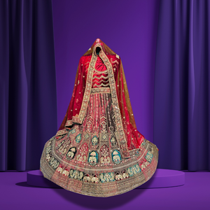 ผ้ากำมะหยี่สีมัสตาร์ดแบบหรูหรามีเฉดสีเข้มแนวคิดของ lehenga rajwadi jarwork หนักแบบสองชั้นสามารถดูผ้ากำมะหยี่แบบยาวได้สองชั้นสำหรับงานเลี้ยง - Product Image 6