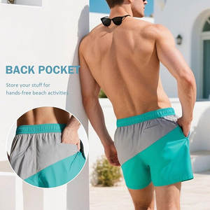 กางเกงว่ายน้ำผู้ชายแบบถักเอวกลางกางเกงกันลมแห้งเร็วมีเชือกผูกสำหรับใช้ในยิมชายหาด - Product Image 3