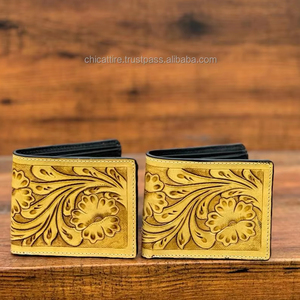 Nouveau portefeuille pour homme en cuir véritable, motif western, fait main, longue fermeture éclair, vente chaude, élégant, porte-cartes en cuir véritable pour homme - Product Image 2