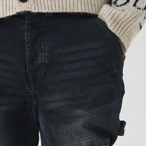 Jeans en denim bleu foncé délavé personnalisé pour hommes, style baggy, qualité supérieure, logo OEM, jeans skinny - Product Image 4