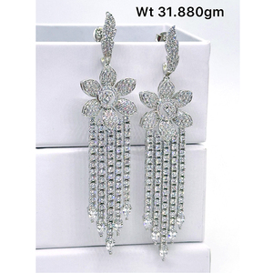 Pendientes colgantes de cristal de Zirconia cúbica completamente pavimentados para mujer, fiesta de boda, colgante de gota de plata 925 diario, pendientes de CZ - Product Image 4