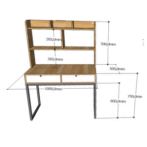 Wooden & Metal Office <b>Desk</b> with Integrated Bookshelf <b>Simple</b> Design BD68095 - Product Image 4