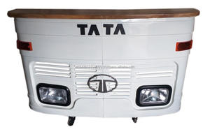 Best Selling Unique Automobile Design Bar Counter Mango <b>Wooden</b> <b>Top</b> and Iron Frame With Bar Counter <b>Table</b> Furniture - Product Image 2