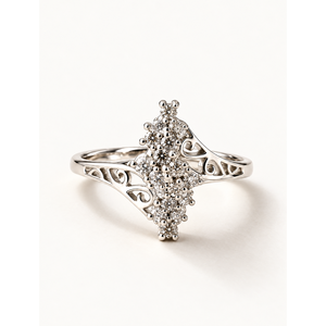 <b>Vintage</b> <b>Gold</b>-Plated Princess Cut Cluster <b>Ring</b> - Product Image 4