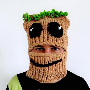 Hand Embroidery Autumn Winter Warm <b>Tree</b> Man <b>Face</b> Mask Hat Hand-Knitted Character Common Unisex Adult Casual New Cross-Border - Product Image 2