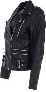 Chaqueta de cuero para mujer, chaqueta de cuero de vaca auténtica de piel de cordero a la moda para mujer - Product Image 3