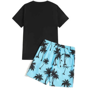 Conjunto de camiseta de moda de gran tamaño personalizado de alta calidad para hombre, estilo informal transpirable, aspecto desteñido lavado para el verano - Product Image 2