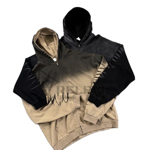 เสื้อฮู้ดซิปย้อมสี ขายดี ผ้าฝ้าย 100% สำหรับฤดูใบไม้ผลิ ชุด 2 ชิ้น ทรงปกติ  แบบเรียบ ปรับแต่งได้ สตรีทแวร์ คุณภาพสูง - Product Image 1