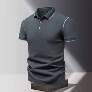 Polo à manches courtes de style haut de gamme pour hommes, en coton respirant, tricoté, à la mode, pour printemps et été - Product Image 5