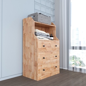 Armoire rustique européenne en bois d'hévéa TQA68032 avec 3 tiroirs, meuble de chambre pliable pour usage domestique et appartements - Product Image 3