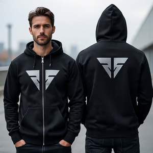 Sudadera con capucha con cremallera para hombre 100% algodón con logotipo Cómoda cremallera completa para ropa informal al aire libre o deportiva Diseño suave, duradero y elegante - Product Image 4