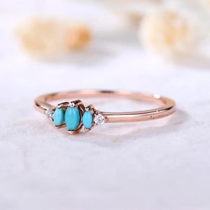 แหวนทองคำแท้ที่ยอดเยี่ยมแสนสวยเจ้าหญิงนิทราอาริโซน่าเทอร์ควอยซ์หรูหราดีไซน์ใหม่แหวนประดับเพชรแท้ - Product Image 2