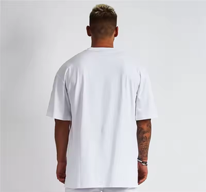 Camiseta de algodón 100% de alta calidad para hombre, ropa de calle de gran tamaño lisa de peso pesado, Impresión de logotipo personalizado - Product Image 2