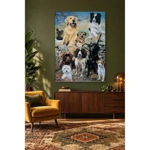 Impression sur toile : Chiens Fida rassemblés sur un mur de pierre - Product Image 3
