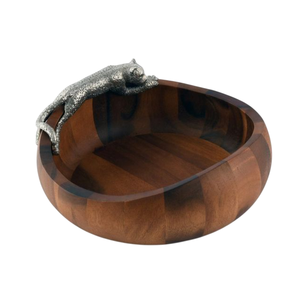 Ensaladera de madera con estilo moderno, madera de la mejor calidad con acento Animal plateado, accesorios de Hotel para el hogar pulido para boda - Product Image 1