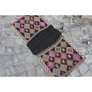 Alfombra de lana negra tradicional de 1,8x3,9 pies, alfombra turca de estilo Tabriz hecha a mano, látex de retazos para sala de estar, pasillo rectangular de 9x12 - Product Image 1