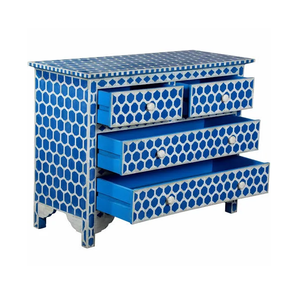 Tiroirs de rangement de console incrustés d'os de style ethnique fait à la main - Product Image 6