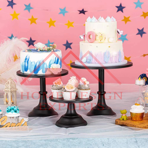Présentoir à gâteau de table fini or support à gâteau en métal de conception de 3 tailles pour les événements de mariage de fête d'anniversaire - Product Image 5