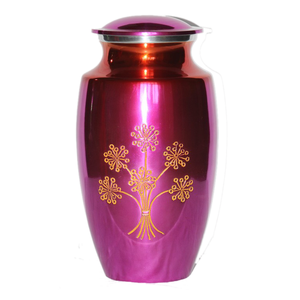 Urnas de cremación para adultos de aluminio de alta calidad con diseño de árbol Color Rosa terminado para cenizas humanas Suministro funerario de metal - Product Image 1