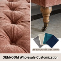 Banc ottoman Chesterfield moderne en velours capitonné avec pieds en chêne massif et roulettes, tabouret rectangulaire rembourré pour bout de lit, entrée ou hôtel