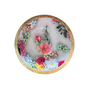 Bol à salade en bois naturel imprimé, design artisanal complexe, écologique, passe au lave-vaisselle, pour les fêtes, style contemporain - Product Image 2