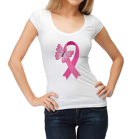 T-shirt décontracté grande taille pour femme, motif ruban rose 2025, sensibilisation au cancer du sein, broderie et impression de logo personnalisés, 100 % coton