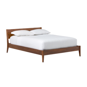 Modern Tapered Leg Solid Teak <b>Wood</b> <b>Bed</b> <b>with</b> <b>Storage</b> Slim Platform <b>Frame</b> and Flat Headboard for Bedroom Hotel Villa - Product Image 3
