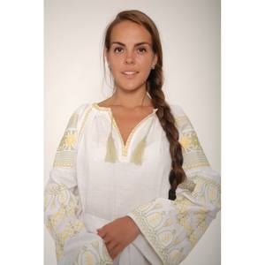 Exclusivo y Bonito Vestido Maxi Bordado Ucraniano 100% Algodón de Manga Corta para Mujer, Informal, para Invierno y Verano - Product Image 2