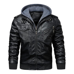 Chaqueta de Cuero Vacuno con Capucha para Hombre, Personalizada, de Invierno, Duradera, de Alta Calidad, Impermeable, Resistente al Viento, Perfecta para el Estilo Diario Urbano - Product Image 1