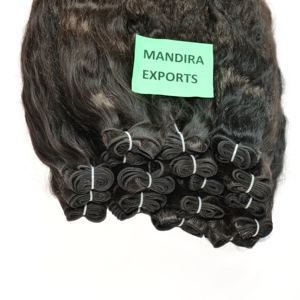 100% naturel brut vierge couleur noire faisceaux ondulés fabrication vietnamienne temple extensions de cheveux humains - Product Image 1