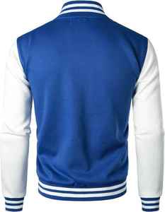 Logotipo personalizado de alta calidad bordado transpirable primavera soporte cuello frente 100% algodón de los hombres Varsity chaqueta de béisbol - Product Image 3