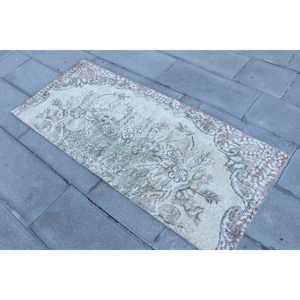 2.3x5.4 ft Rug, Vintage Rug, Turkish <b>Brown</b> <b>Wool</b> Striped Rug - Product Image 2