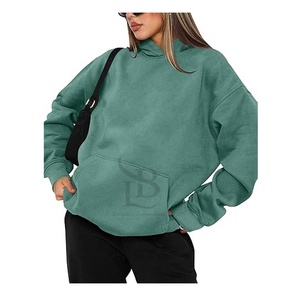 Sweat-shirt en coton et polyester avec impression de logo personnalisé pour l'automne de haute qualité pull-over à épaules tombantes sweat à capuche surdimensionné pour femme prix bon marché - Product Image 4