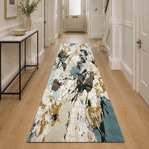 Tapis de salon en chenille antidérapant, imprimé numérique effet marbre multicolore neutre, lavable en machine, vente en gros RUGS DEPOT LXDP-0010 - Product Image 5