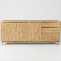 Table Basse Moderne Écologique avec 3 Tiroirs et 2 Compartiments pour Salon, Meuble en Bois de Chêne Massif, Vente en Gros Direct Usine