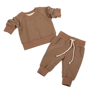 Chándales de algodón personalizados para niños y bebés, conjunto de ropa deportiva, chándal y pantalones, conjuntos de ropa suave de felpa francesa para correr para bebés - Product Image 3