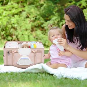 Organizador de Pañales para Bebé, Bolsillo para Toallitas, Organizador de Coche, Cesta de Almacenamiento Portátil de Poliéster Resistente al Agua, Cambiador de Pañales - Product Image 6