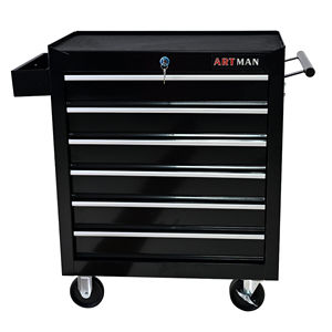 Multifunctional 6-Drawer Tool Cart with Wheels Standing Type in Black Color - Product Image 1