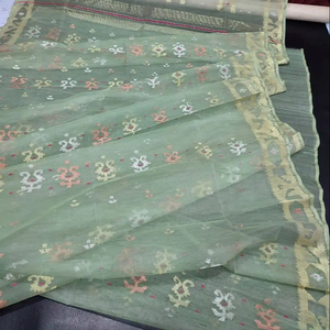 Nueva llegada Deshi Dhakai Jamdani Sharee calidad de exportación para mujeres JAMDANI tela azul rojo verde dorado cielo azul de Bangladesh - Product Image 1