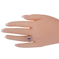 Superbe bague classique oxydée avec travail artisanal Jali, pierre précieuse grenat de forme marquise, bijou en laiton plaqué argent
